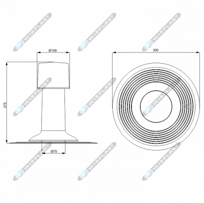 Odvertávací komín pre asfaltové hydroizolačné pásy 75 mm